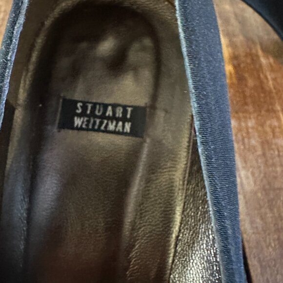 Stuart Weitzman Black Fabric Tortoise Toe Sculpted Heel Pumps Size 8.5 B - Picture 4 of 6